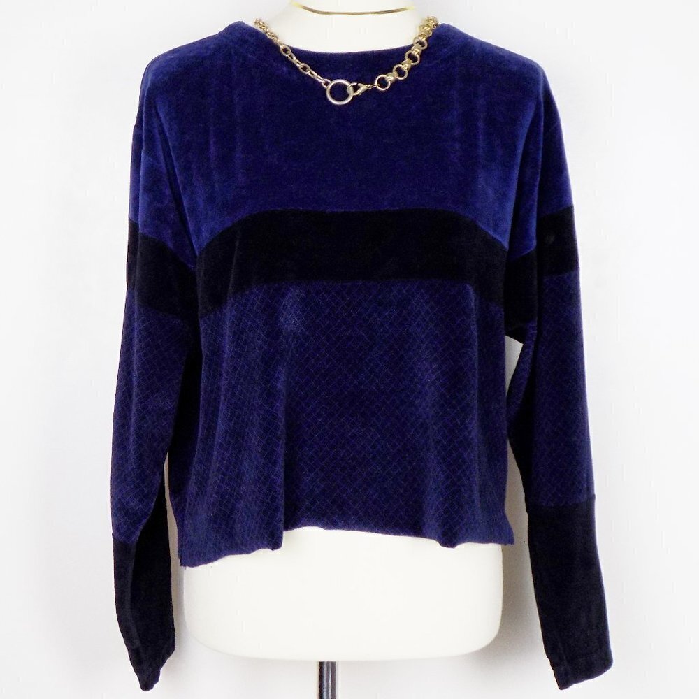 vintage velour velvet crop pullover sweater top